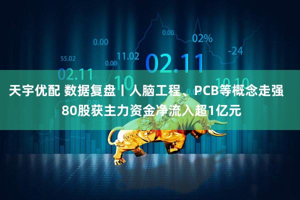 天宇优配 数据复盘丨人脑工程、PCB等概念走强   80股获主力资金净流入超1亿元
