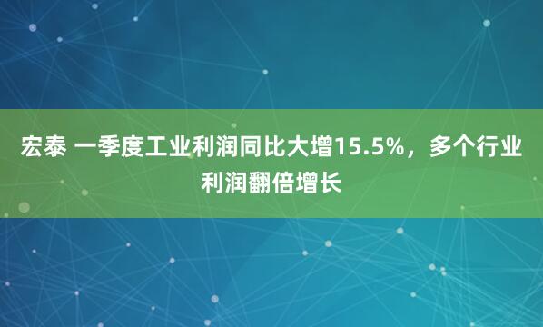 宏泰 一季度工业利润同比大增15.5%，多个行业利润翻倍增长